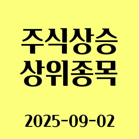 2025-09-02 주식 상승 종목 30