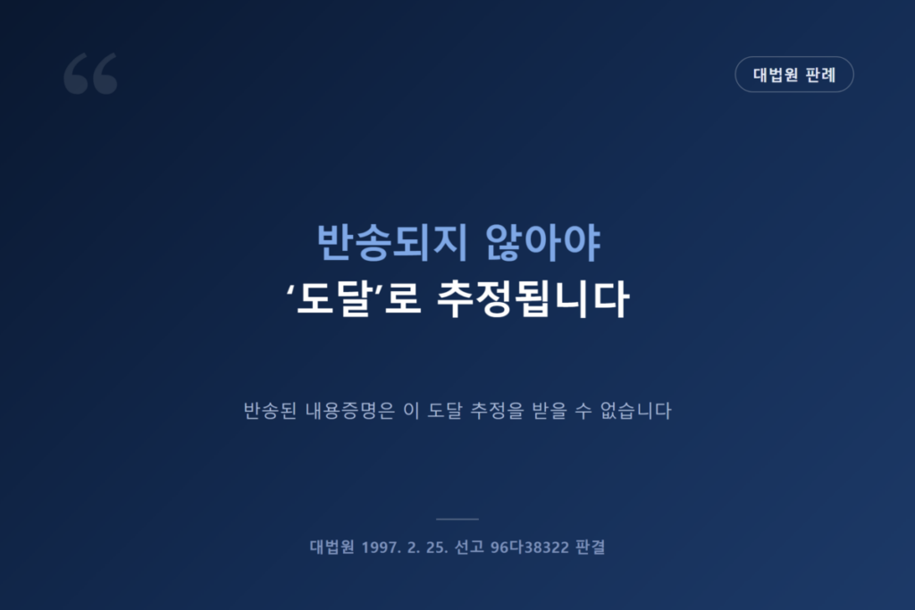 내용증명 반송되면 어떻게 될까? 반송 사유 5가지 총정리 6 대법원 판례로 보는 내용증명 반송의 도달 추정 효력