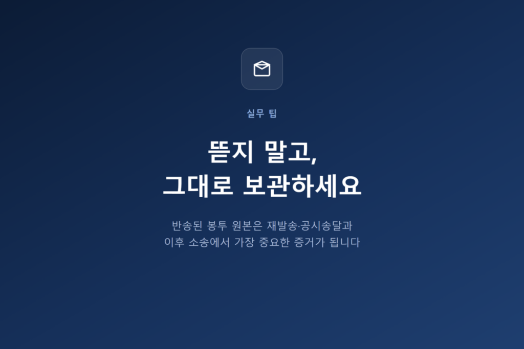 내용증명 반송되면 어떻게 될까? 반송 사유 5가지 총정리 9 반송된 내용증명 봉투 원본은 뜯지 말고 그대로 보관