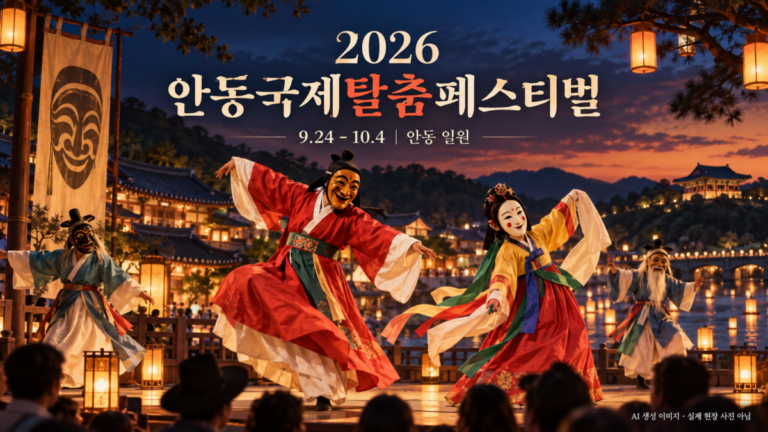 2026 안동국제탈춤페스티벌을 위한 AI 생성 썸네일 이미지 · 실제 현장 사진 아님