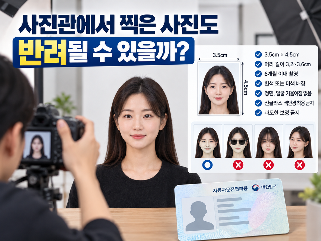 2026 운전면허증 갱신 방법 총정리 (온라인 신청·준비물·사진 규정·수령 방법) 3 사진관 증명사진 반려 기준 안내