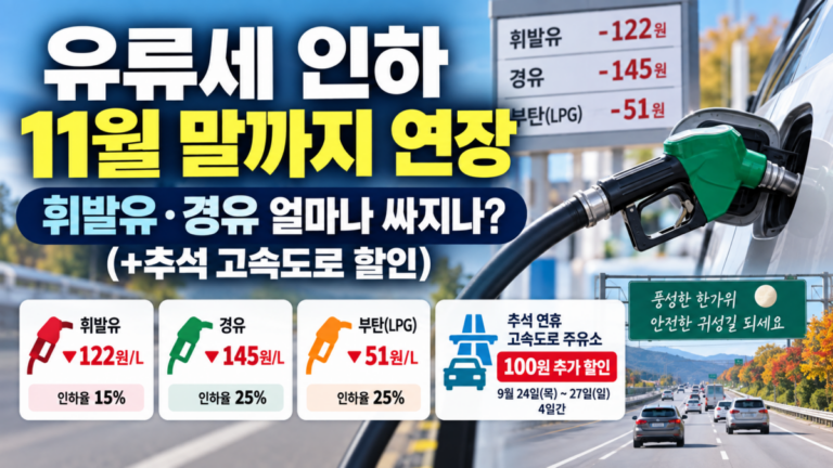 유류세 인하 11월 말까지 연장, 휘발유·경유 얼마나 싸지나 (+추석 고속도로 할인) 2 유류세 인하, 11월 말까지 연장